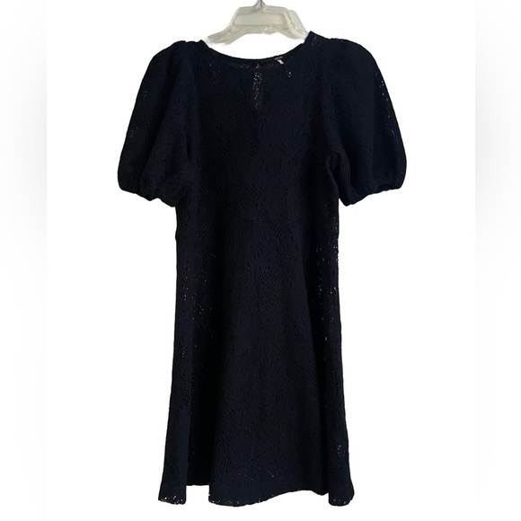 Free People Size Small Black Lace Sweater Dress Puff Sleeve Excellent Condition - Picture 1 of 8